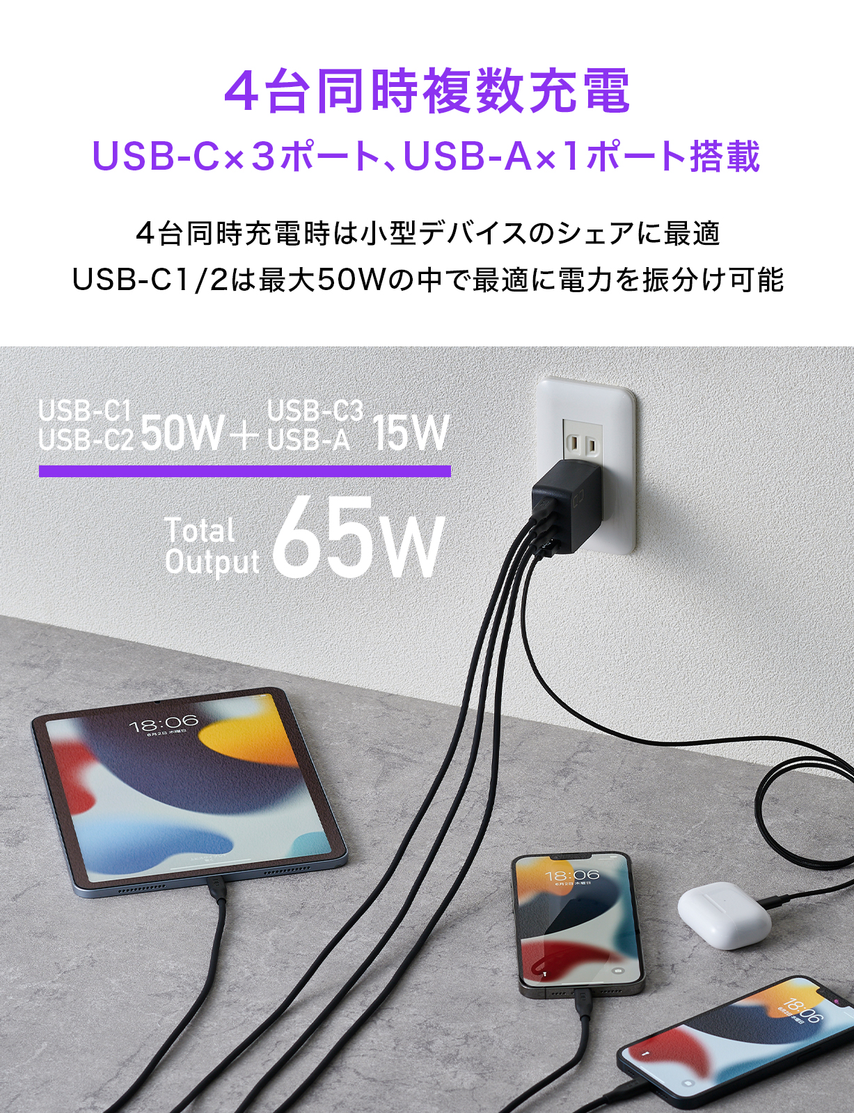 送料無料 非冷凍品同梱不可 CIO NovaPort 65W 1ポート GaN急速充電器