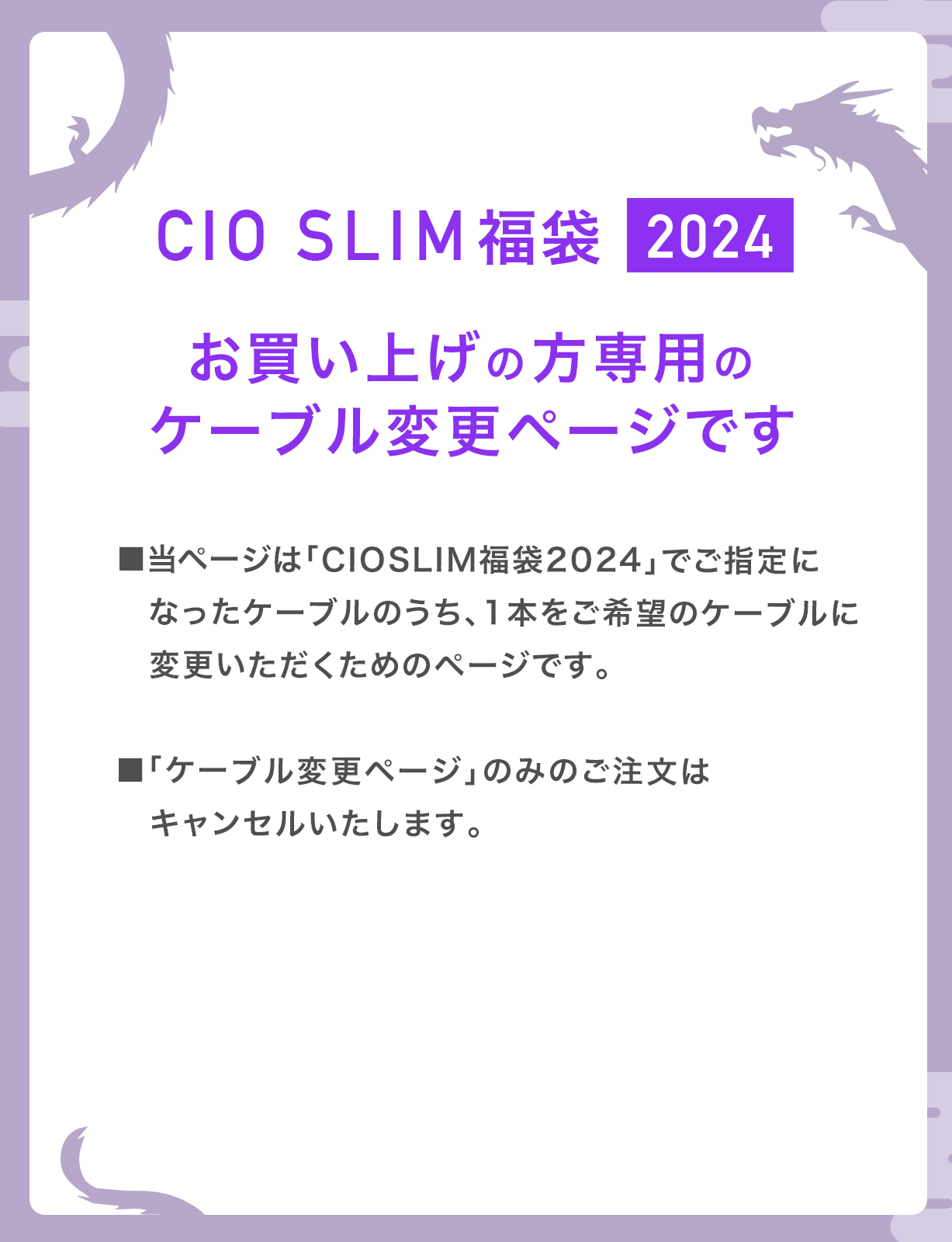 CIO SLIM福袋2024専用】ケーブル変更ページ | 株式会社CIO（シー