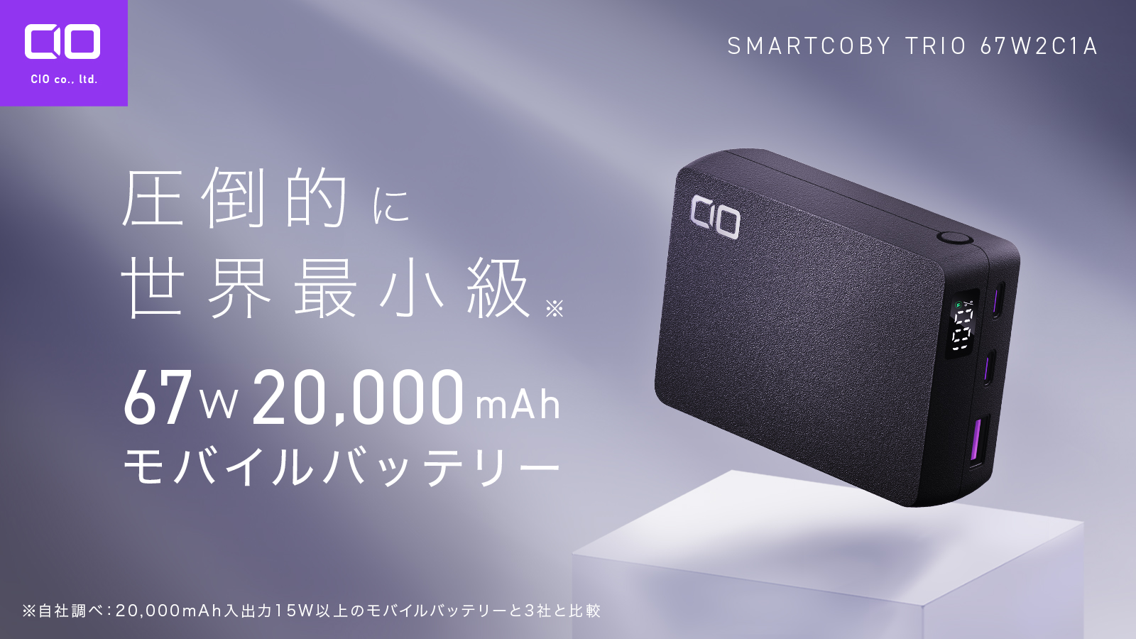 世界最小20,000mAhモバイルバッテリー『SMARTCOBY TRIO 第二世代』一般 